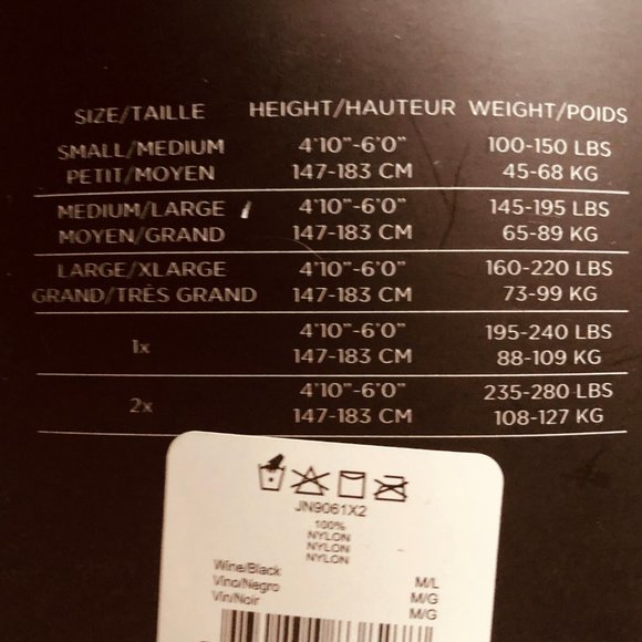 JONES NY 2 Pair Black & Wine NWT Opaque Tights Size M/L - Picture 2 of 3